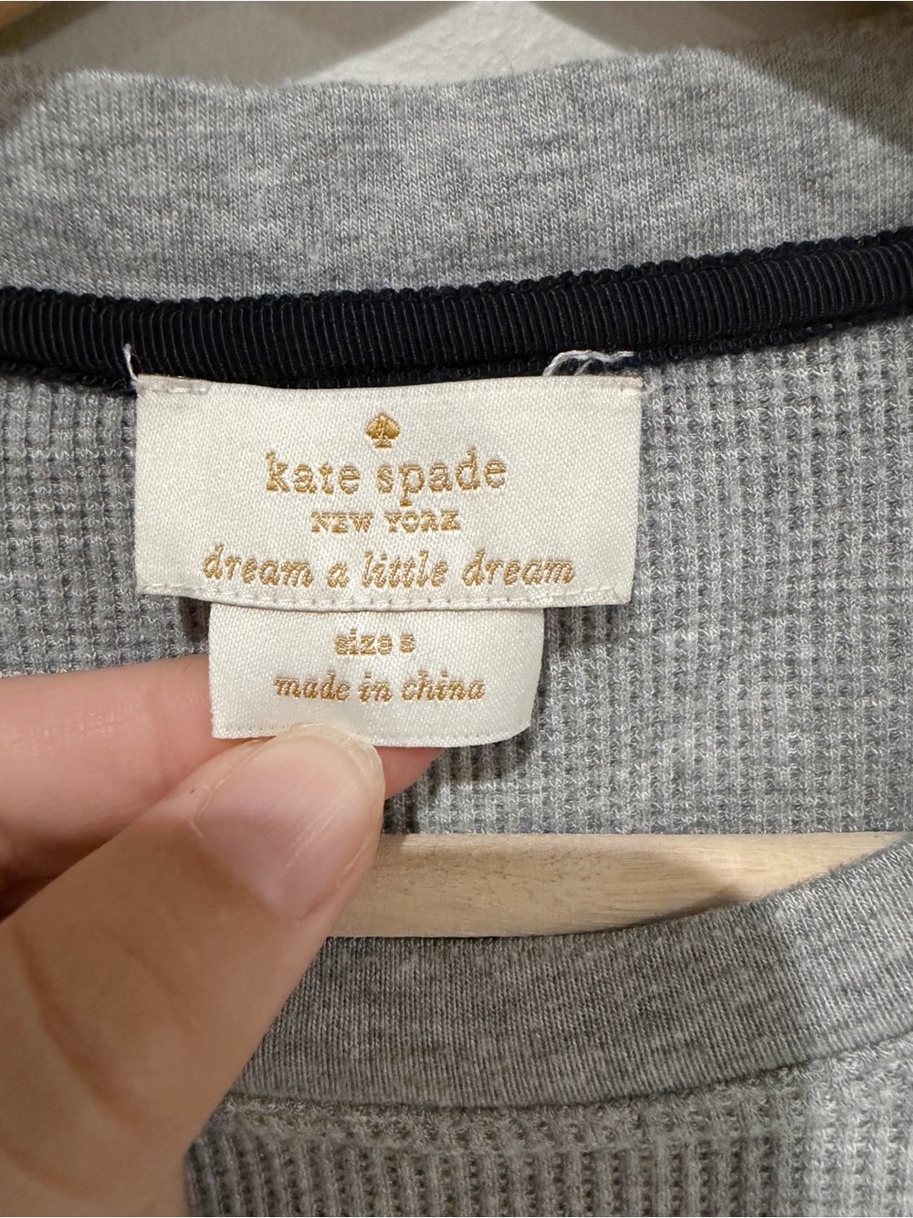 KATE SPADE Waffle Knit Top Gray In Your Dreams Sleep Pajama Lounge Size Small - Picture 5 of 7